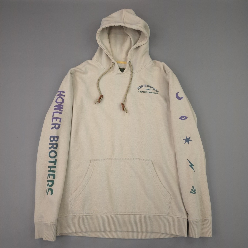 Howler Brothers Hoodie Mens Large Beige Creative Creatures Octopus Graphic Logo